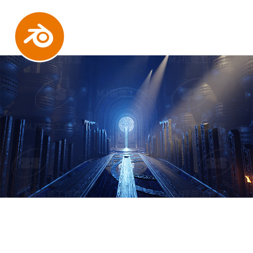 blender宫殿舞台祭坛大厅大殿大堂欧洲复古神秘入口模型建模3085