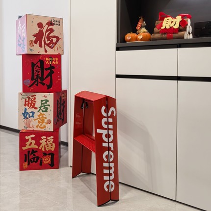 高强度轻奢superme摆件多功能梯子家用折叠人字梯铝合金三步梯凳