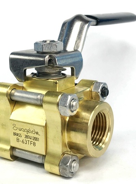 B-63TF8 SWAGELOK 世伟洛克黄铜球阀加强型PTFE阀座，1/2 in. NPT