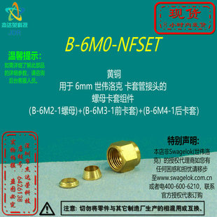 【B-6M0-NFSET】Swagelok世伟洛克 6mm卡套管接头的 螺母卡套组件