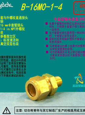 【B-16M0-1-4】Swagelok世伟洛克黄铜接头16 mm 卡套x1/4 in.NPT