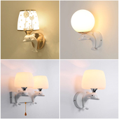 LED壁灯床头灯带拉线开关温馨卧室房间过道走廊电视背景墙海豚灯