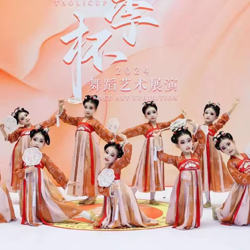 女童汉服俏古典舞蹈服桃花笑