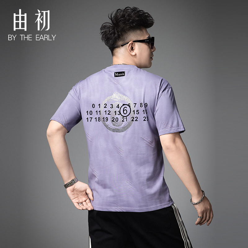 设计感重磅抓痕短袖T恤男潮牌印花2025新款夏季休闲半袖男装上衣