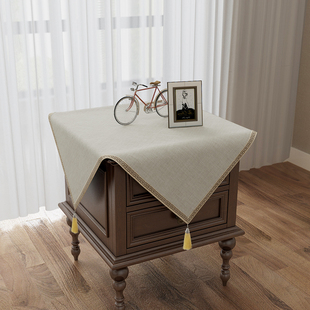 床头柜盖布轻奢高级感盖巾防尘布禅意茶几布桌布正方形四方桌定制