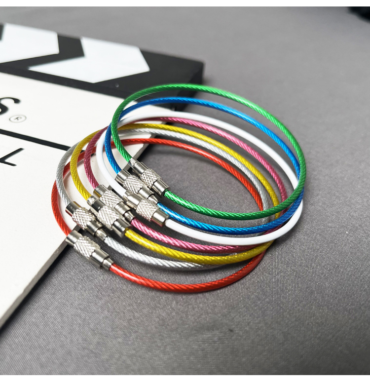 小众钢丝圈手链手绳彩色手环男女韩版手饰圈圈环简约挂件红绳