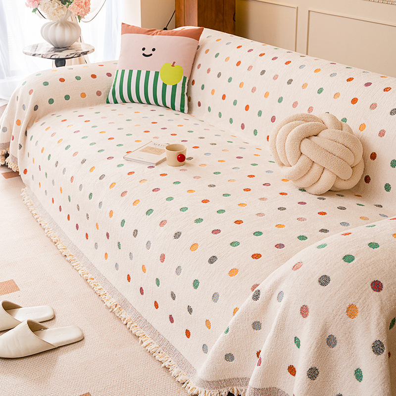 彩虹几何奶油风ins风全包沙发巾四季通用现代北欧简约轻奢沙发套