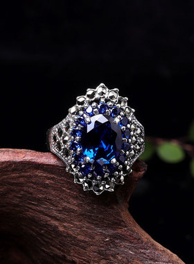 人品银品S925银饰品泰国精工泰银女士切面石榴红戒指新品源头厂货