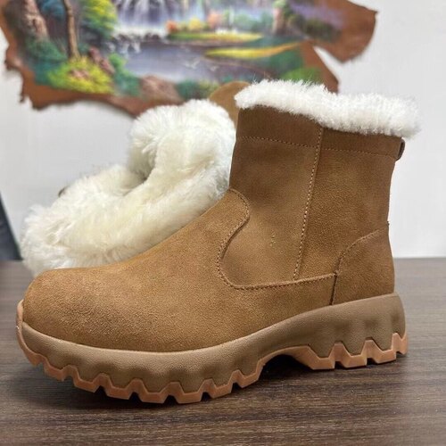 冬季劳保鞋雪地高帮棉鞋一体皮毛加绒加厚防砸防羊毛保暖防滑东北