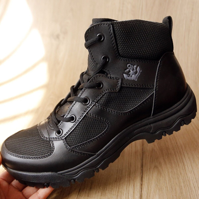 正品夏季舰艇作训鞋透气拉链靴男黑色超轻透气岛礁甲板中帮作训靴