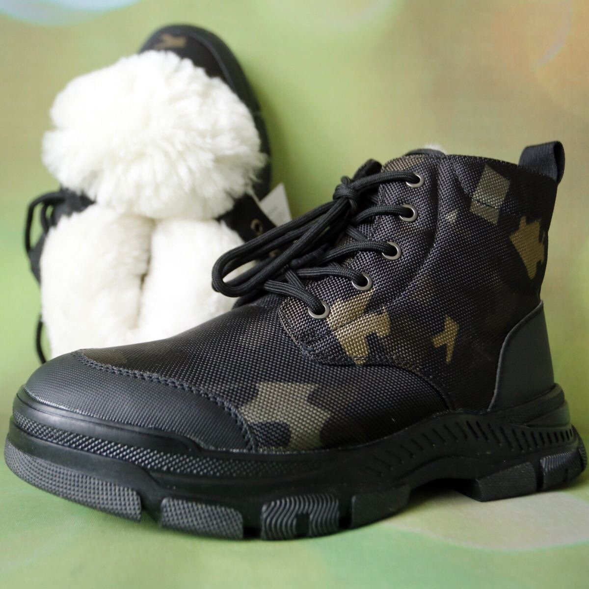 冬季羊毛东北雪地高帮防水户外棉鞋男士加厚皮毛一体保暖防寒防滑