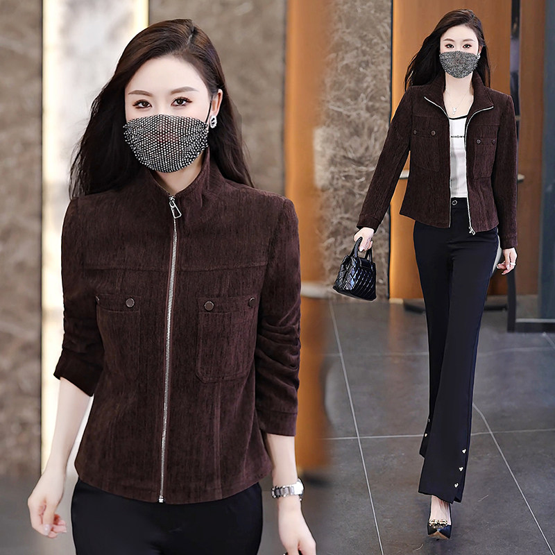 小个子短款外套女春秋2025新款立领开衫拉链夹克外穿修身上衣女士