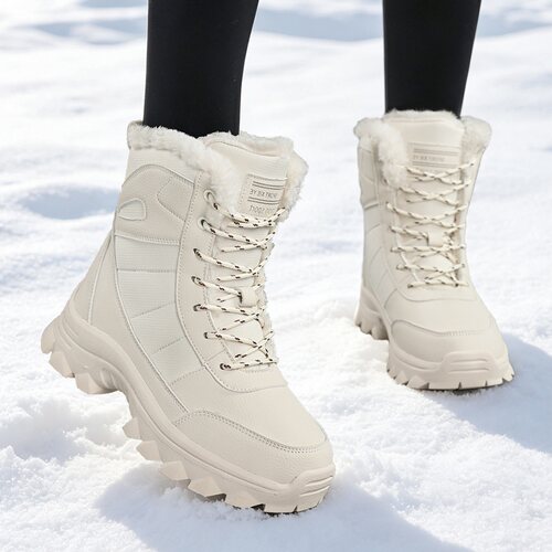 润踏高帮加绒防滑防水女雪地靴