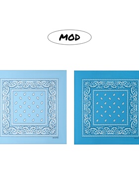 MOD新款美式复古腰果花方巾嘻哈头巾蓝色佩斯利丝巾发带腰巾抹胸