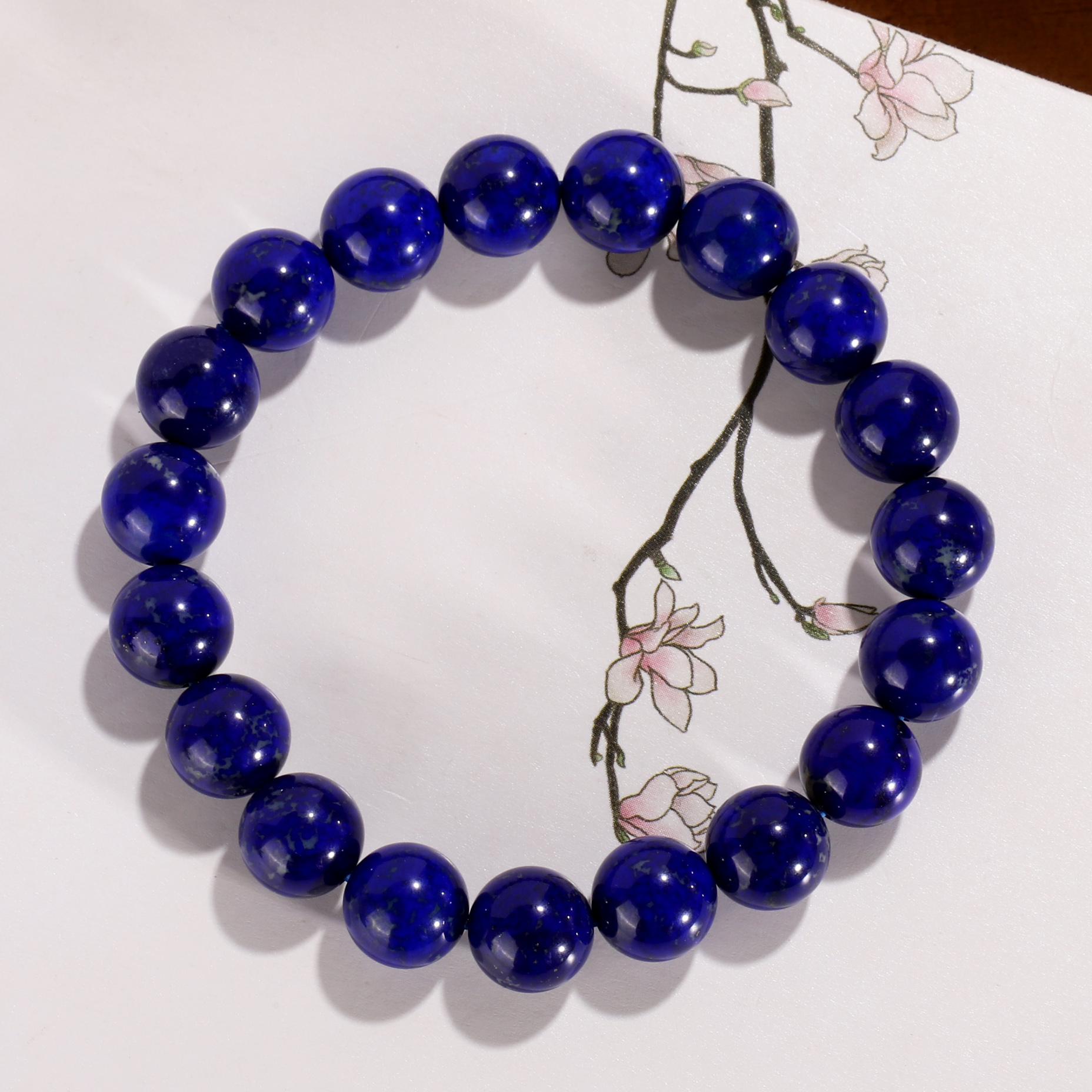 精品天然青金石手串男女款10mm单圈 WZ17 阿富汗天然水晶素圈手饰