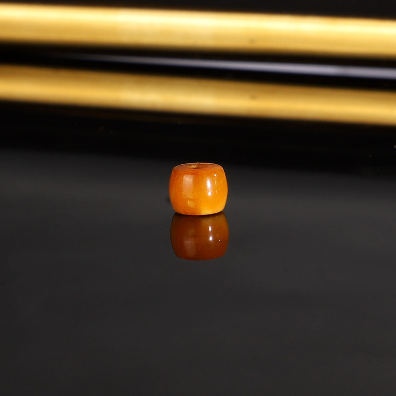 天然俄料老蜡直切散珠6mm 3151号 古董老蜜蜡橘色配珠 一物一图
