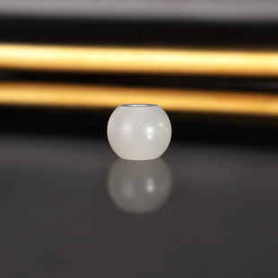 天然新疆和田玉藕粉散珠10x8.2mm 2270号 2.5孔 大孔珠 柔光配珠