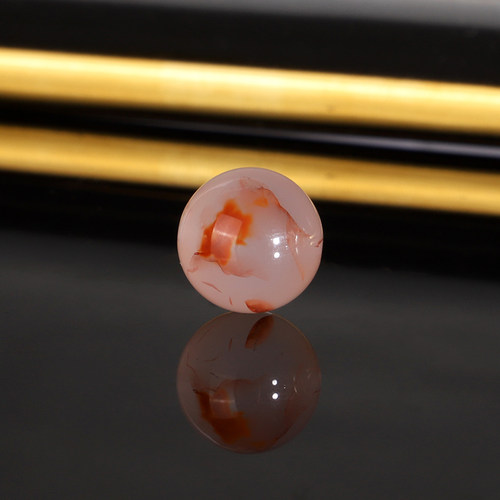 天然川料冰飘南红散珠12.2mm B144 冰种飘红配珠隔珠 一物一图