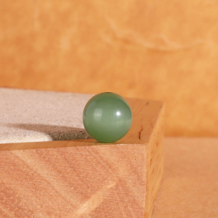 天然俄料碧玉猫眼圆珠9.4mm 哑光散珠 高货猫眼灵动阳绿配珠单珠