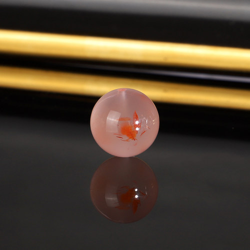 天然川料冰飘南红散珠12.2mm B136 冰种飘红配珠隔珠 一物一图
