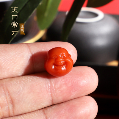 高货保山南红笑佛苏工精雕