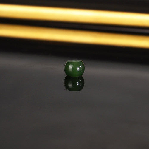 天然俄料碧玉老坑散珠隔珠6x4.4mm 2803号 菠菜绿配珠 一物一图