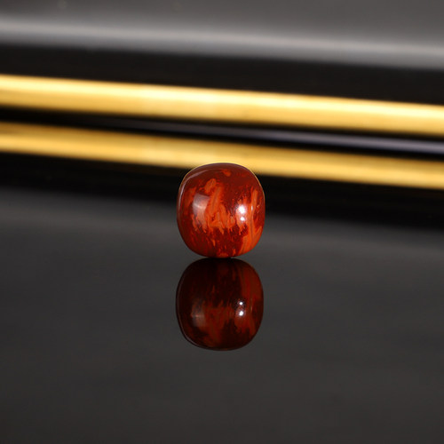 天然川料牛血火焰红南红老型珠散珠12.2x11.6mm 2981号 一物一图