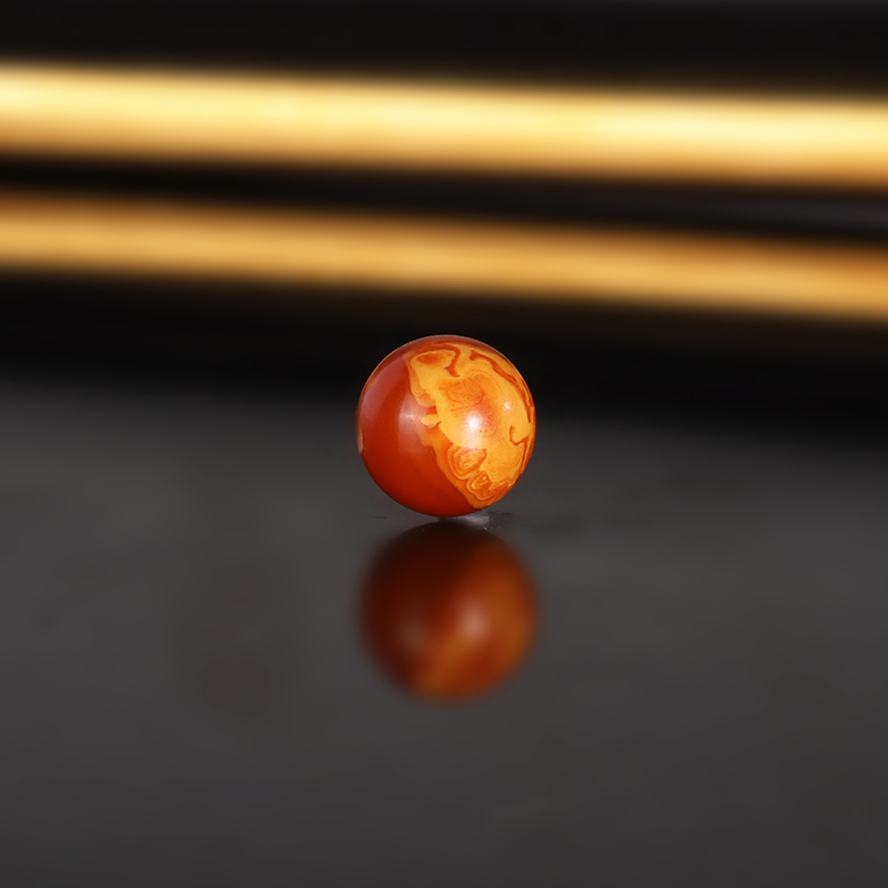 天然云端老蜡LLY55 直径8.1mm 红皮满蜡俄料古董老蜜蜡配珠散珠