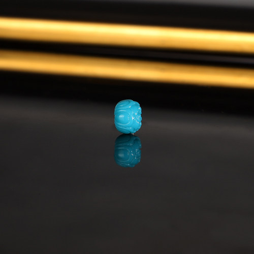 原矿天然绿松石莲花珠老型珠散珠6x4.7mm 2811号高瓷蓝玉化料配珠