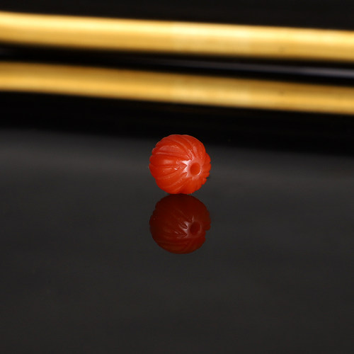 天然保山南红百香籽老型珠散珠 直径7.5x7mm 3015号 锦红配珠隔珠