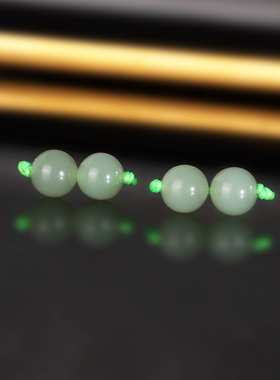 天然俄料和田玉粉青散珠6mm 冰底羊脂玉碧玉配珠隔珠对珠单珠