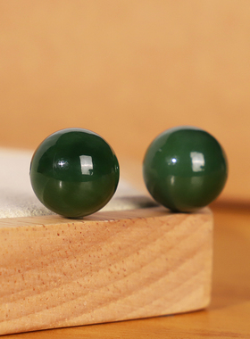 天然俄料碧玉散珠老坑料和田玉菠菜绿玉珠子配珠串珠圆珠单珠