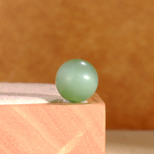 天然俄料碧玉猫眼圆珠 11mm哑光散珠 高货猫眼灵动阳绿配珠单珠
