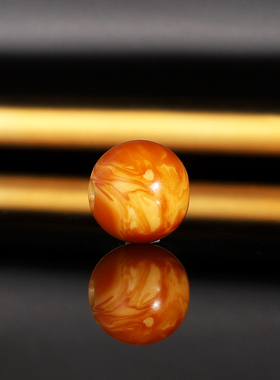 天然云端老蜡妖花A2029 直径9.3mm虎皮纹满蜡俄料古董老蜜蜡配珠