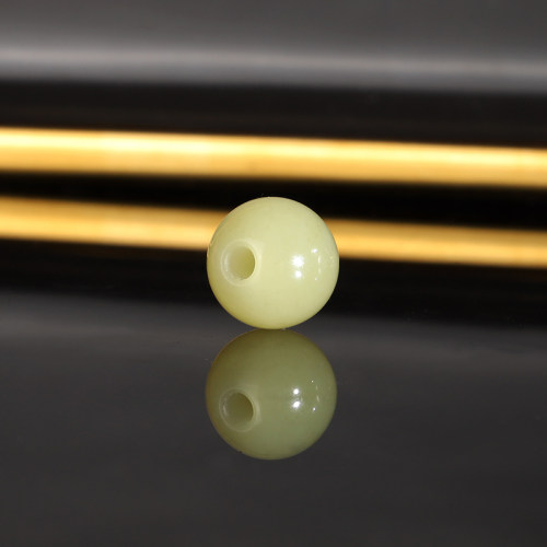 天然新疆若羌黄口和田玉散珠12mm 3297号 大孔珠 羊脂玉配珠隔珠