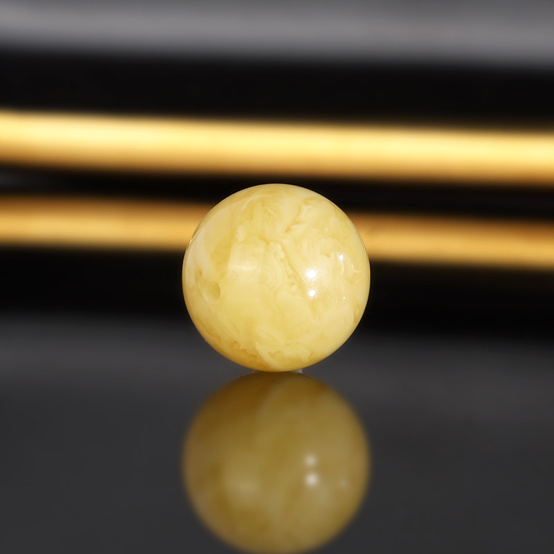 天然俄料蜜蜡散珠 直径13.4mm 2342号白花蜡密蜡配珠单珠隔珠对珠
