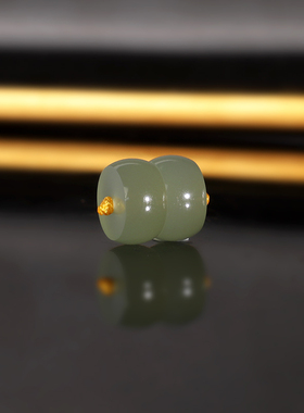 天然新疆和田玉湖水绿松隔珠10x5mm 2370号 精工羊脂玉配珠散珠