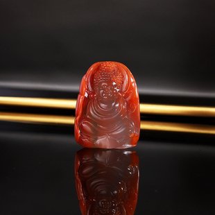 远廷~天然保真川料南红宝宝佛项链吊坠直径27.3x长35.5x厚11.2mm