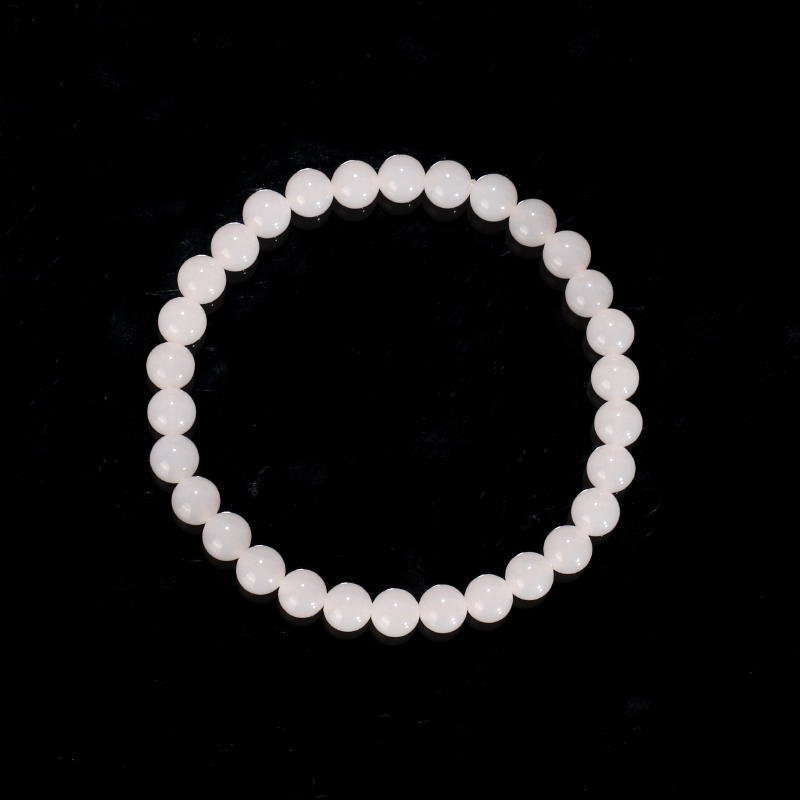 天然俄料和田玉手串6mm WL46号 高货羊脂白玉手链单圈珠串
