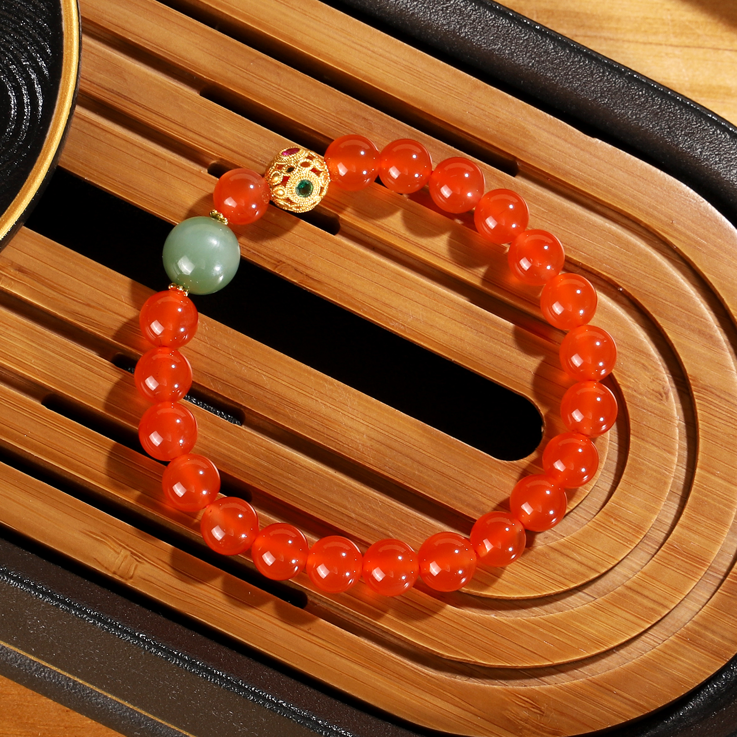 收藏级保山冰红南红手串8mm