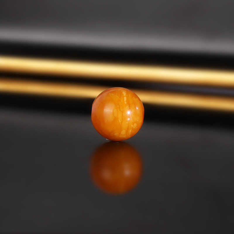 天然老蜜蜡单珠LLY39 直径13.9mm 收藏俄料古董老蜡散珠满蜜满蜡