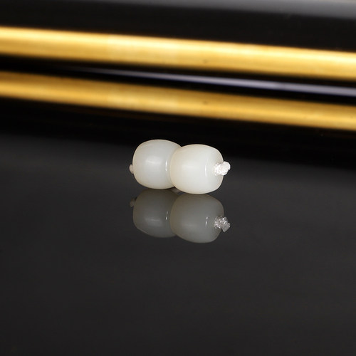 天然新疆和田玉直切散珠7mm 3140号 羊脂玉白玉配珠隔珠 一物一图