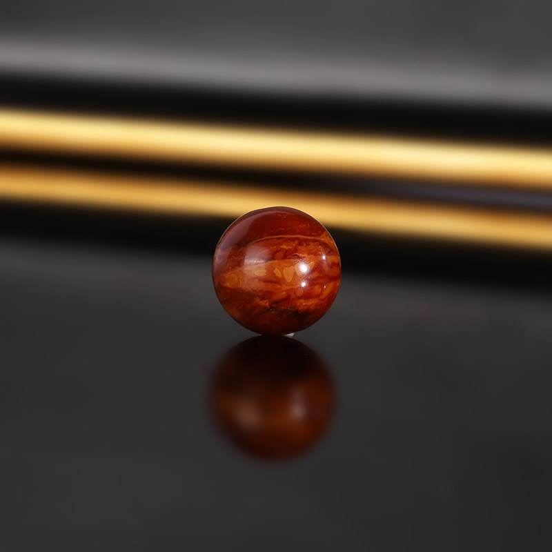 天然老蜜蜡单珠LLY45 直径13.1mm 收藏俄料红皮古董老蜡散珠配珠