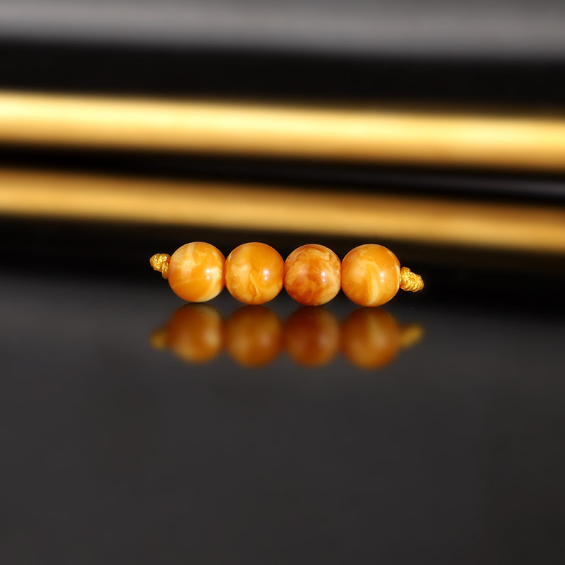 天然俄料云端老蜡散珠5mm 2964号 妖花古董蜜蜡配珠隔珠 - 实物图