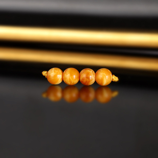天然俄料云端老蜡散珠5mm 2964号 妖花古董蜜蜡配珠隔珠