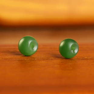 天然俄料碧玉苹果珠8-12mm散珠哑光羊脂玉阳绿色腰珠隔珠对珠配饰