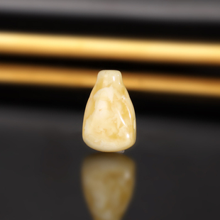 佛头配珠 2188号 天然俄料蜜蜡白花三通 对孔9.8x15.2x8.3mm