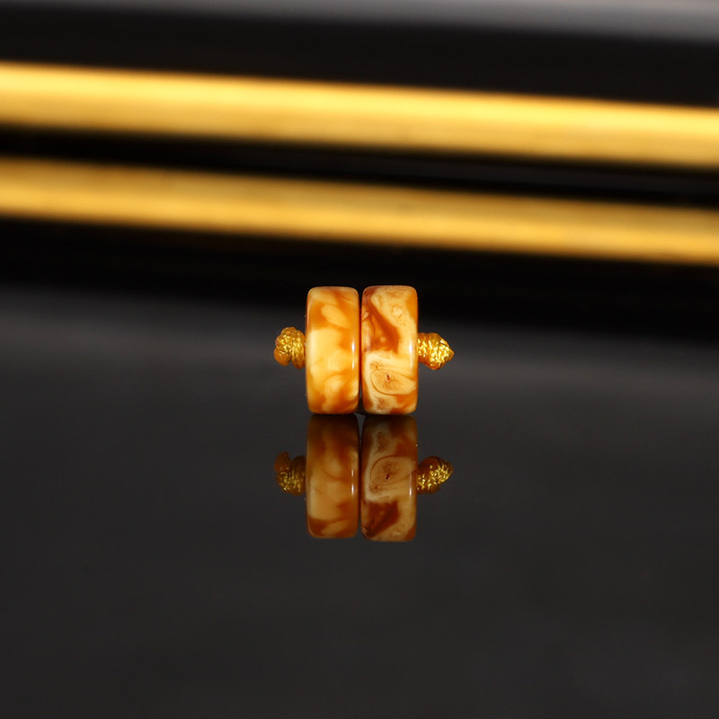 天然老蜡蜜蜡隔珠8x3.5mm 2503号 妖花俄料古董老蜜蜡散珠配珠