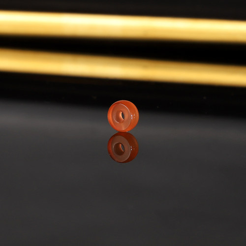 天然保山河湾冰红隔珠散珠 5.2x2.4mm 3260号 大孔精工南红配珠