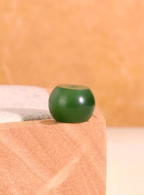 天然俄料碧玉老坑料隔珠9.3x7mm 51号哑光菠菜绿和田玉深绿配珠